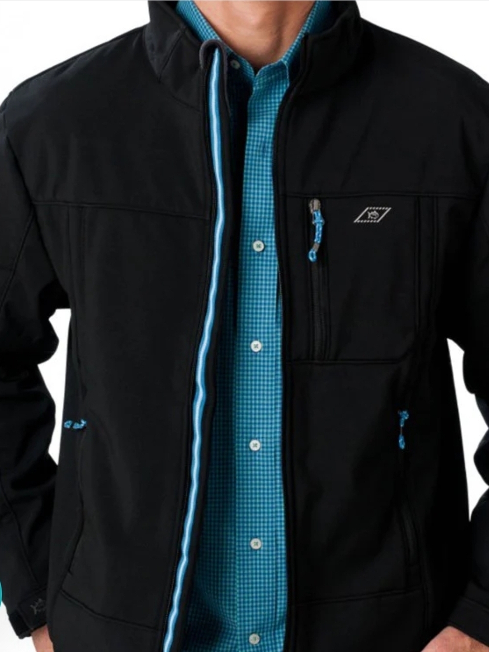 Southern Tide Black Softshell Jacket with Blue Accent Tag